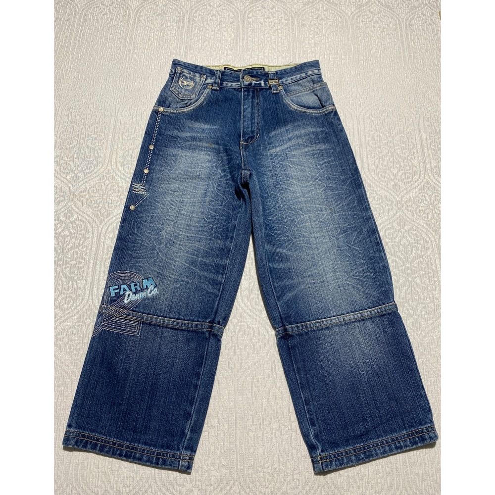 Phat Farm‎ Jeans Boys Size 6 Blue Denim Wide Leg Y2K Fashion